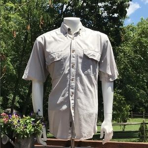 CE Schmidt Workwear Mens Shirt M Ripstop Short Sleeve Button Up Tan Fishing